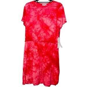 Calvin Klein Vibrant Red Tie-Dye Dress